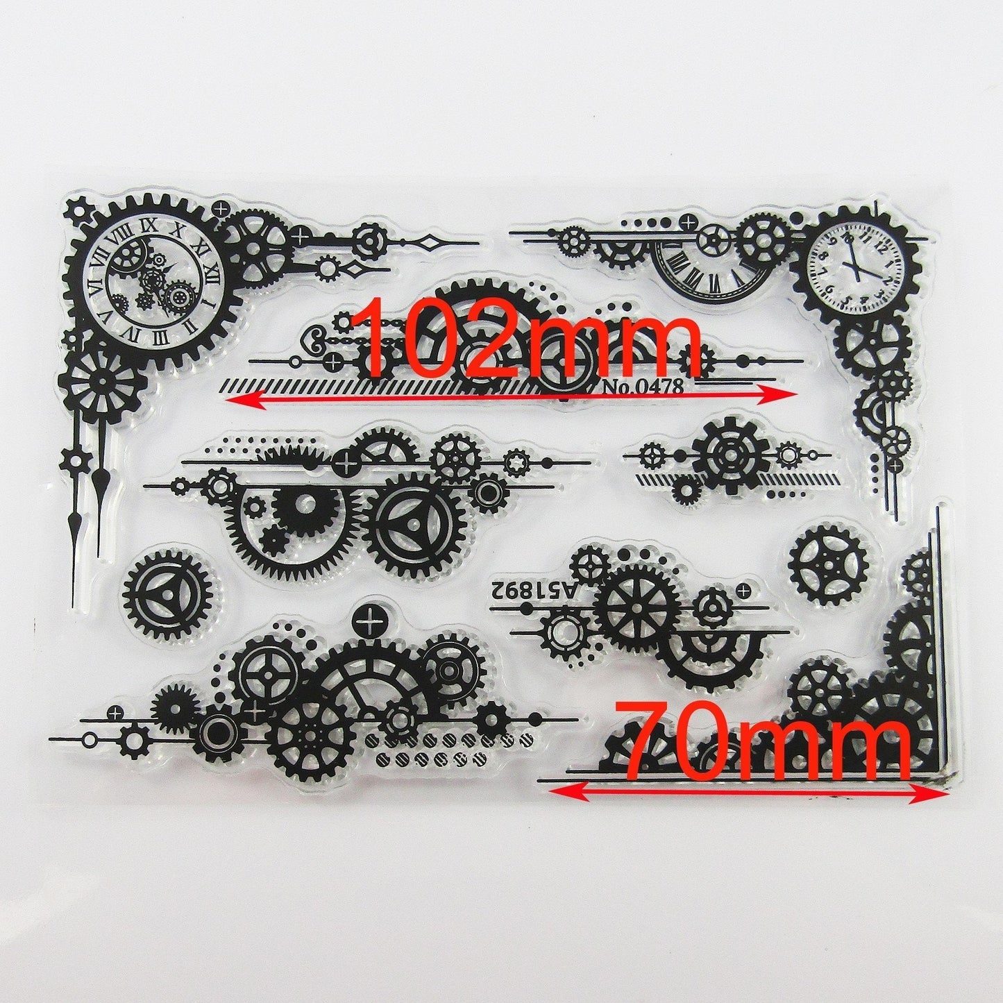 Steampunk Clocks & Gears Clear Stamp Sheet Silicone Journal Scrapbook Cards