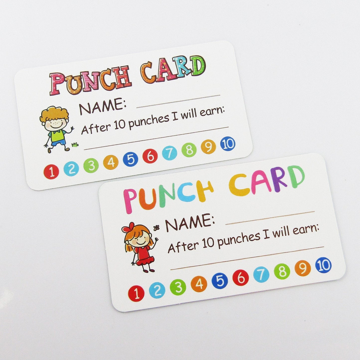 50pcs Boy & Girl Pack Student Child Reward Punch Card Behaviour Incentive