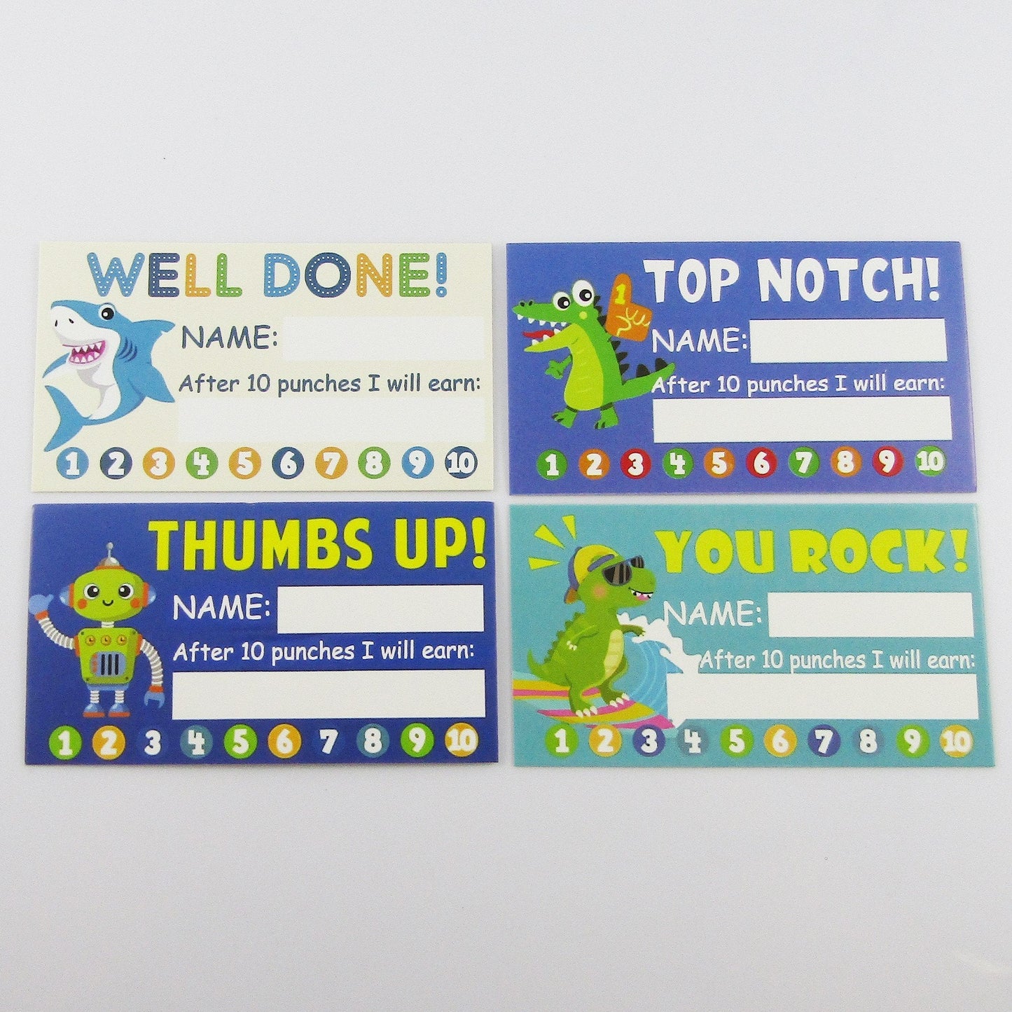 50pcs Mixed Boy Designs Student Child Reward Punch Card Behaviour Incentive