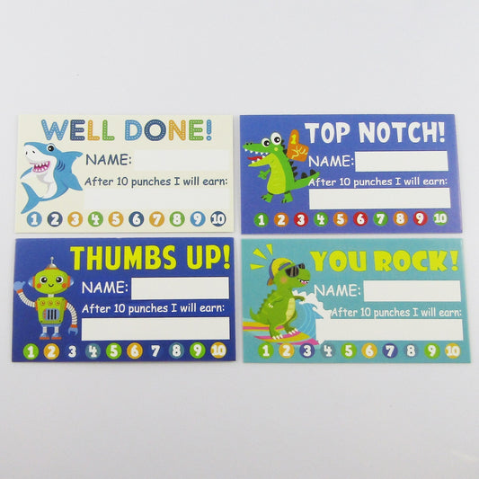 50pcs Mixed Boy Designs Student Child Reward Punch Card Behaviour Incentive