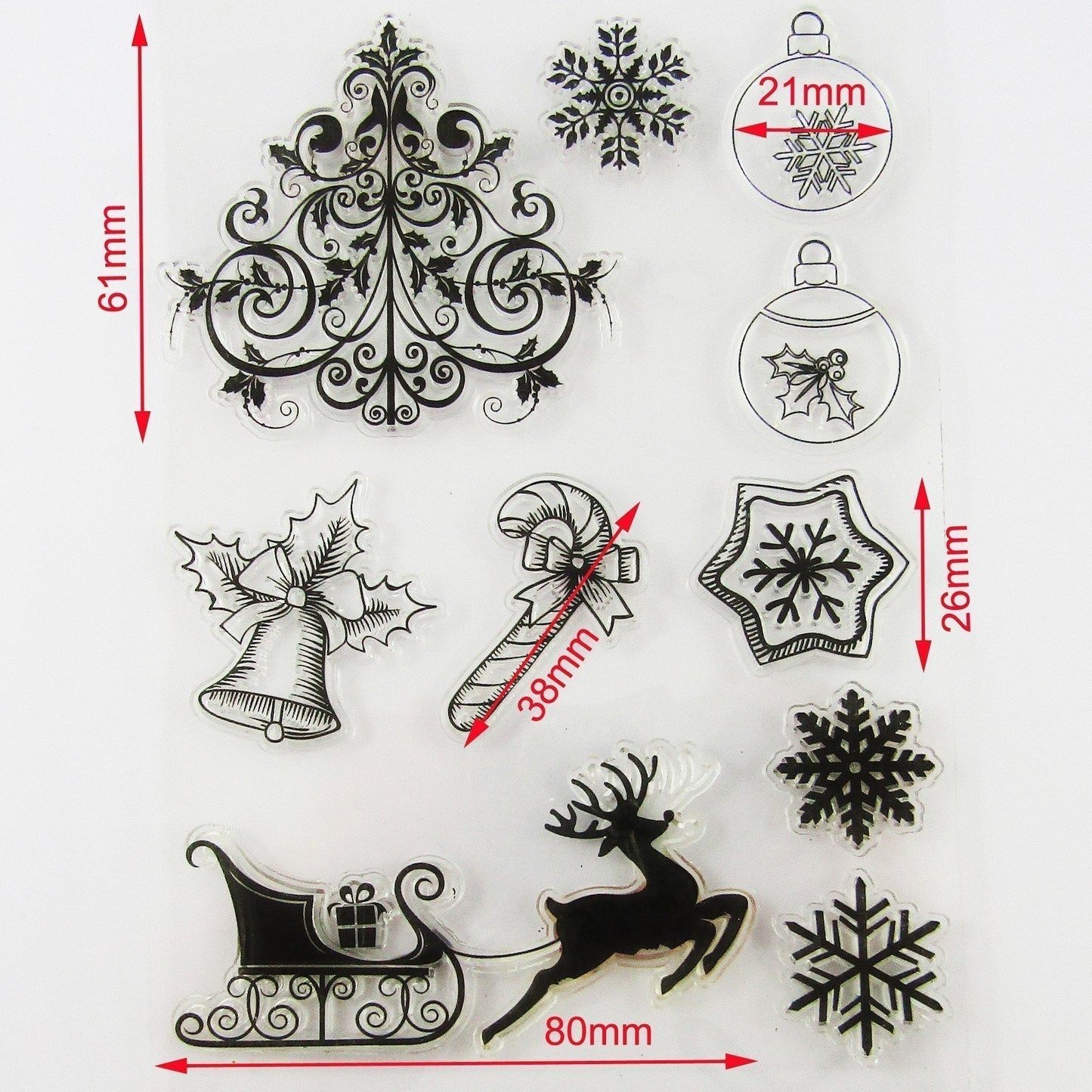 Santa Sleigh Tree Christmas Clear Stamp Silicone Rubber Scrapbooking Card Making