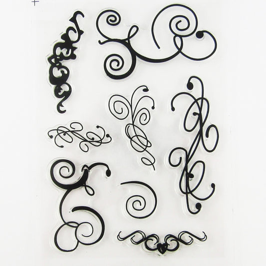 Swirls & Scrolls Clear Stamp Silicone Rubber Scrapbooking Card Making