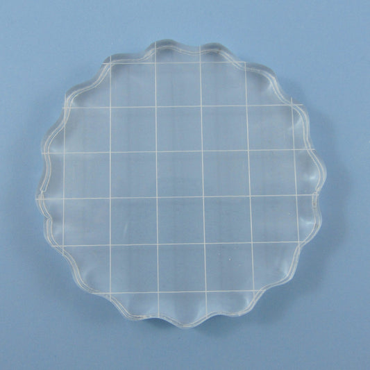 Large Round Acrylic Clear Stamp Block with Grid Lines for Silicone Stamps 75mm