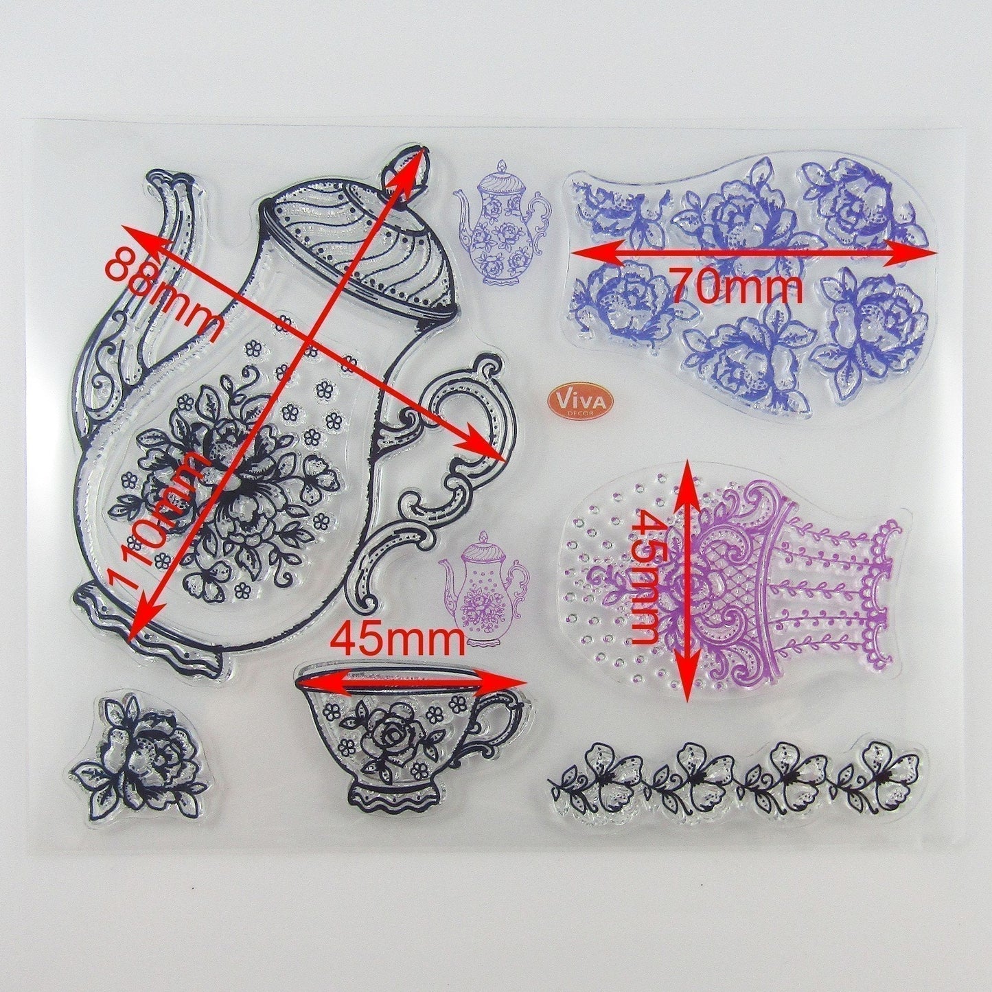 Tea Time Tea Set Clear Stamp Silicone Rubber Scrapbooking Card Making