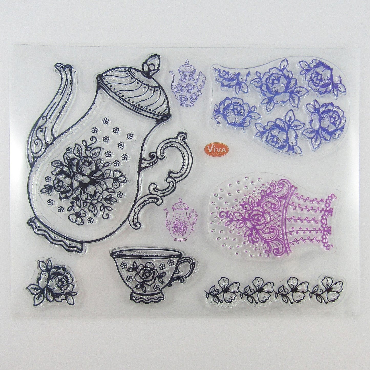 Tea Time Tea Set Clear Stamp Silicone Rubber Scrapbooking Card Making