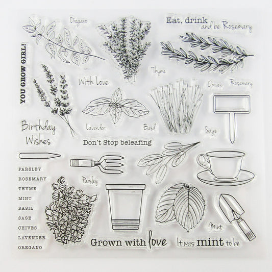 Herb Garden Clear Stamp Sheet Silicone Rubber Scrapbooking Card Making