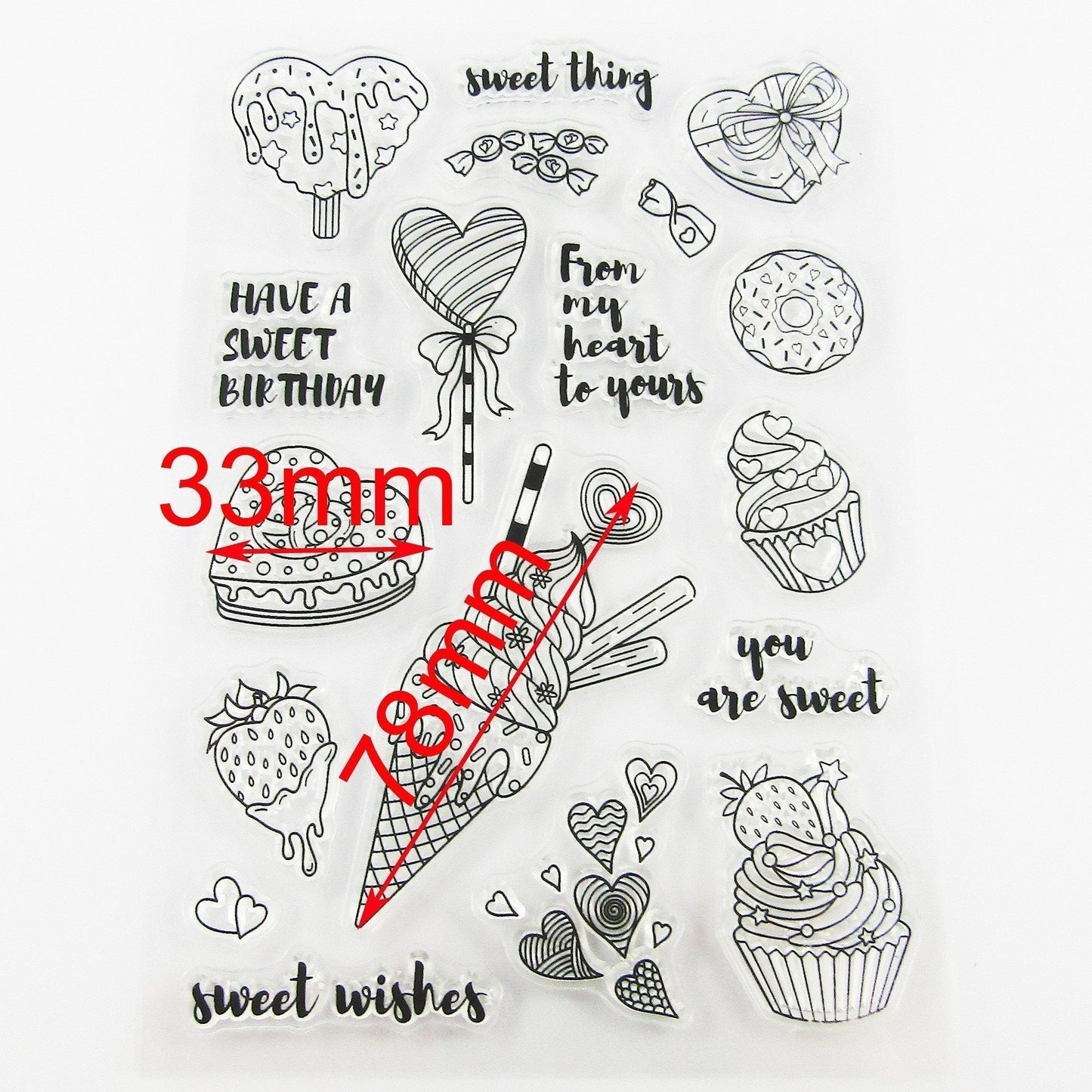 Sweet Thing Sweet Treats Clear Stamp Sheet Silicone Rubber Card Making etc