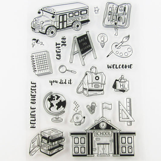 School Bus Back to School Clear Stamp Sheet Silicone Rubber Journal Card Making