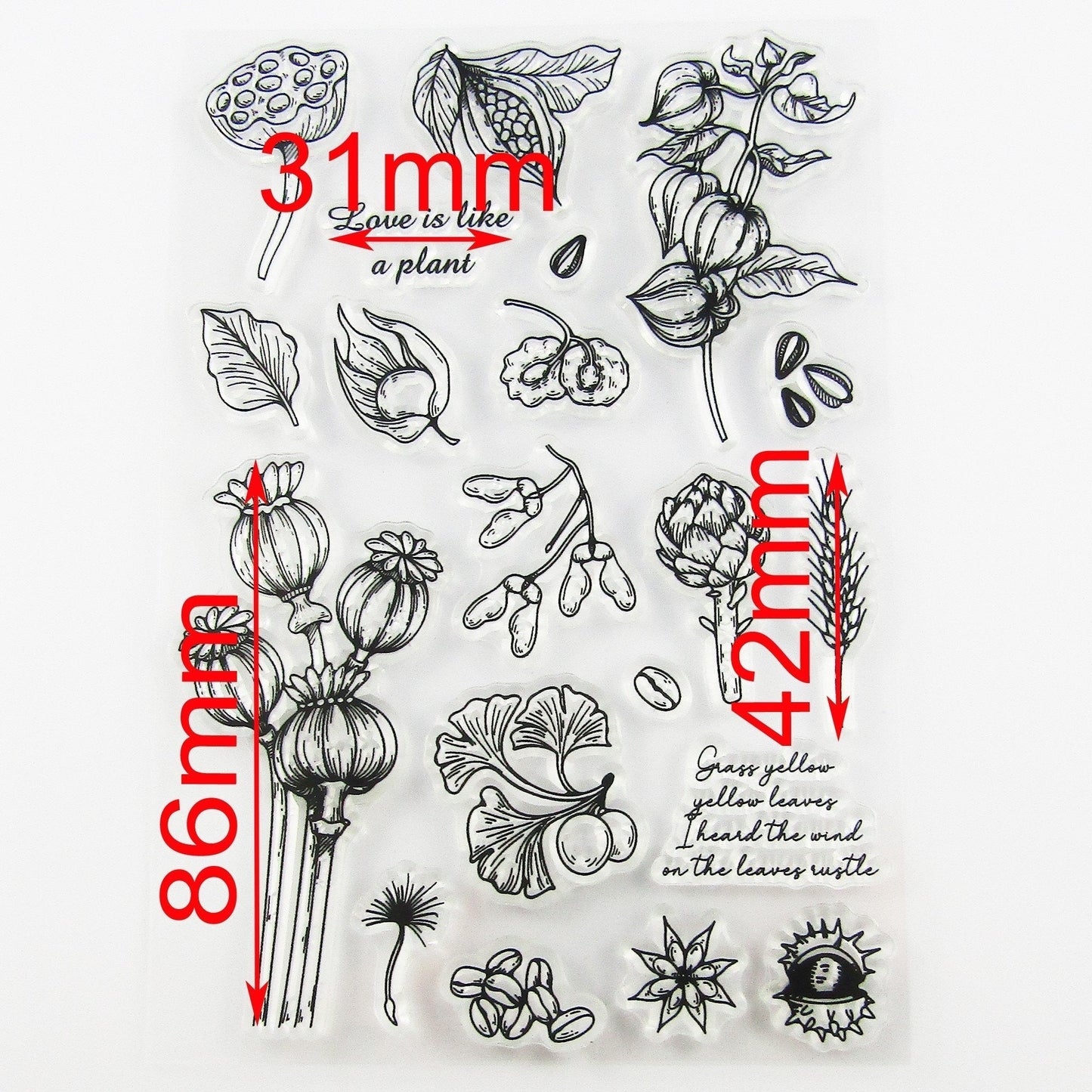 Nuts and Seeds Clear Stamp Sheet Silicone Rubber Journal Scrapbook Cards