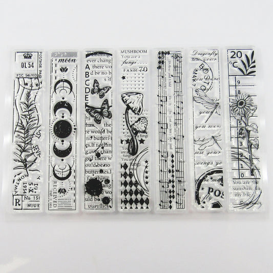 Bookmark Backgrounds & Border Clear Stamp Sheet Silicone Journal Scrapbook Cards