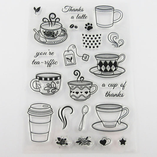 Thanks a Latte Tea Coffee Clear Stamp Sheet Silicone Journal Scrapbook Cards