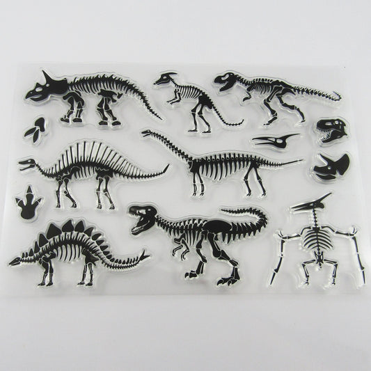Dinosaur Skeletons Clear Stamp Sheet Silicone Journal Scrapbook Cards