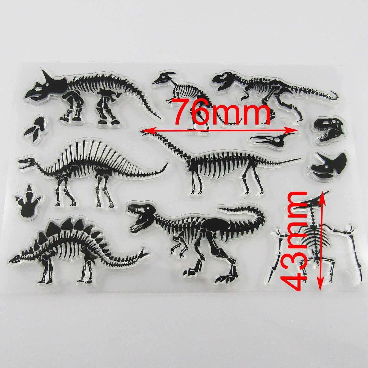 Dinosaur Skeletons Clear Stamp Sheet Silicone Journal Scrapbook Cards