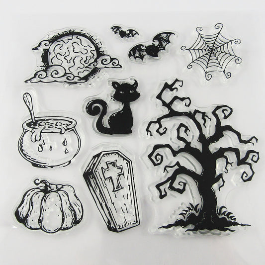 Halloween Spooky Garden Clear Stamp Sheet Silicone Journal Scrapbook Cards
