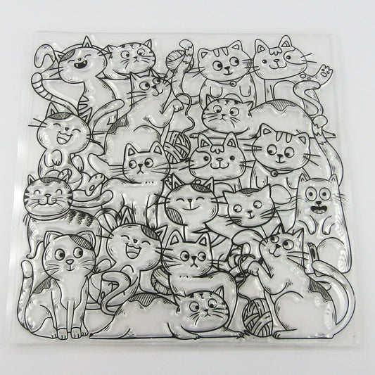 Mixed Cats Background Clear Stamp Sheet Silicone Journal Scrapbook Cards