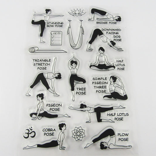 Yoga Pose Clear Stamp Sheet Silicone Journal Scrapbook Cards