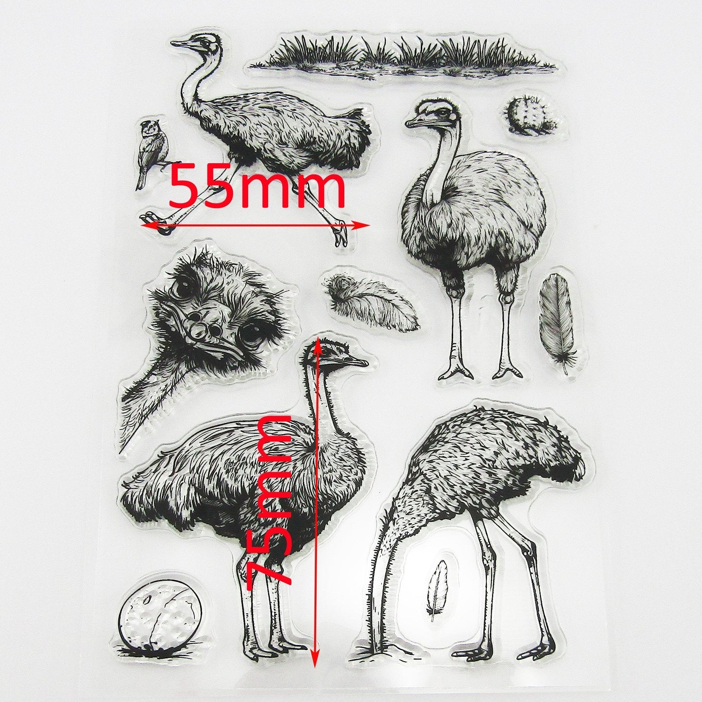 Emu Ostrich Clear Stamp Sheet Silicone Journal Scrapbook Cards