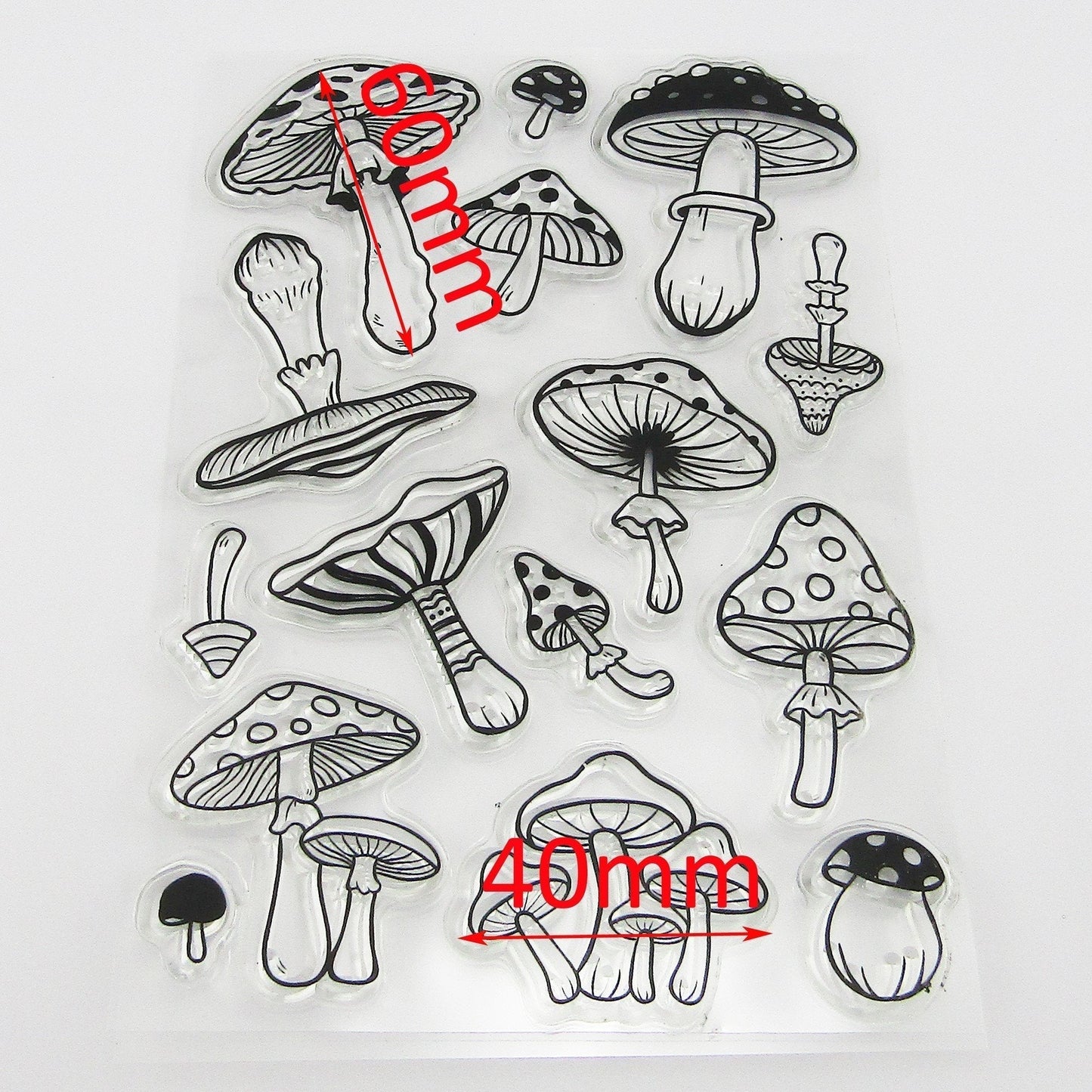 Toadstool & Mushrooms Clear Stamp Sheet Silicone Journal Scrapbook Cards