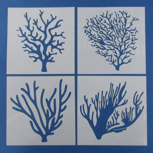 4pc set Coral Stencil 130mm Flexible for Scrapbooking Card Making Canvas & More