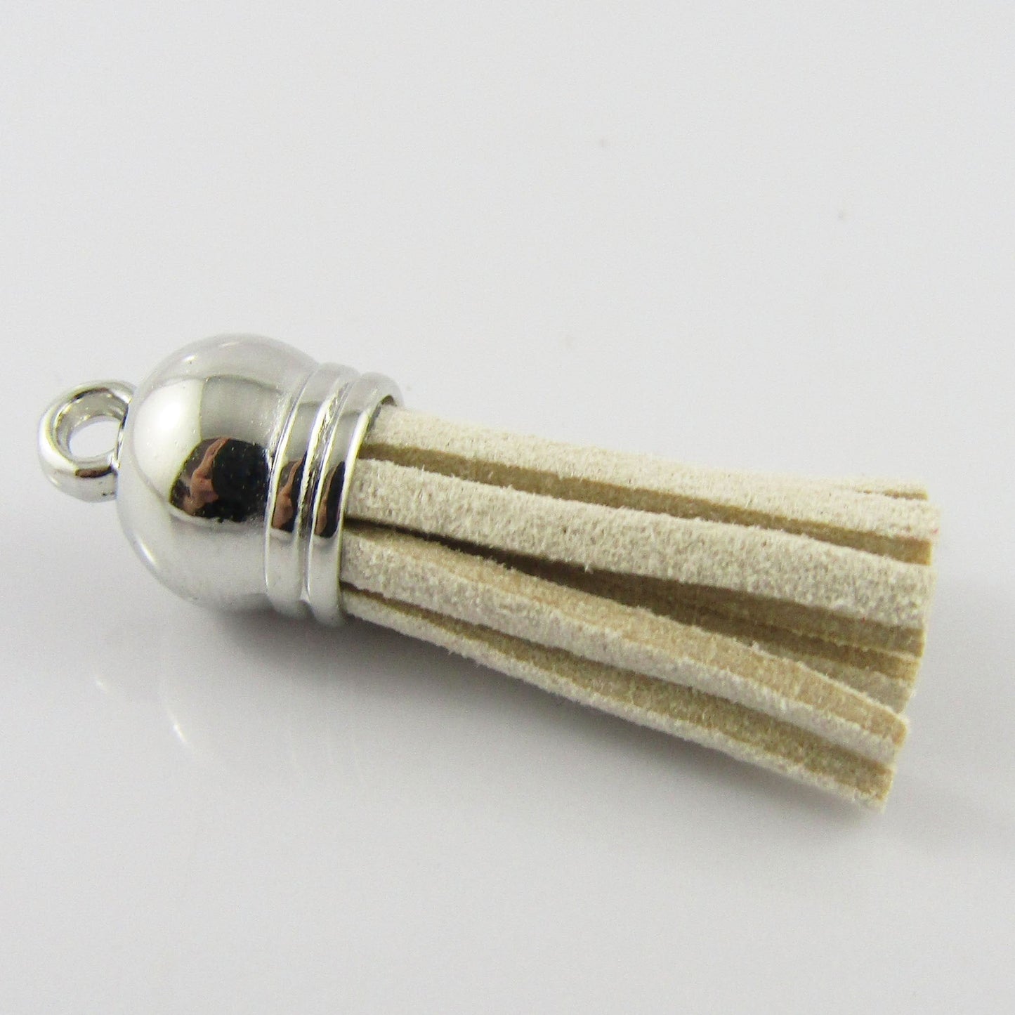 10pce Faux Suede Tassel 35-37mm CCB Acrylic Cap Sand Colour Accessory