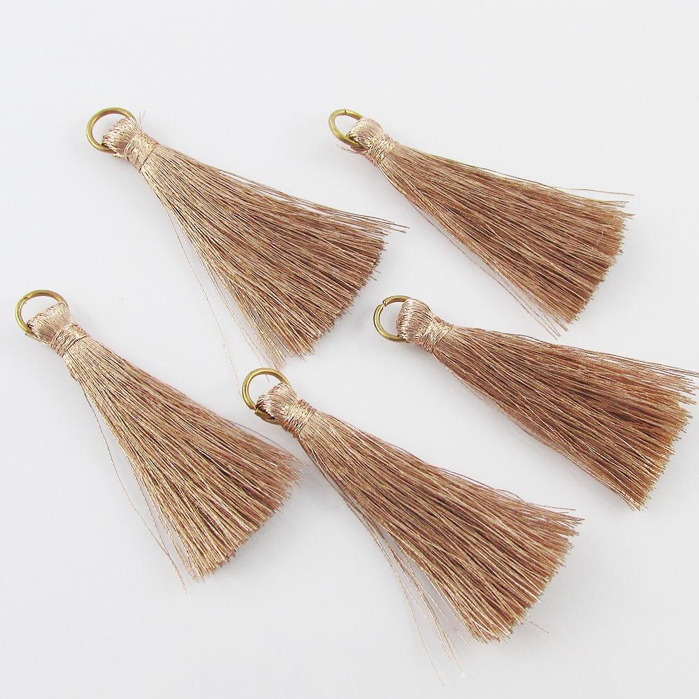 10pce Metallic Thread Tassel with Jumpring 45mm Select Bronze Silver or Gold