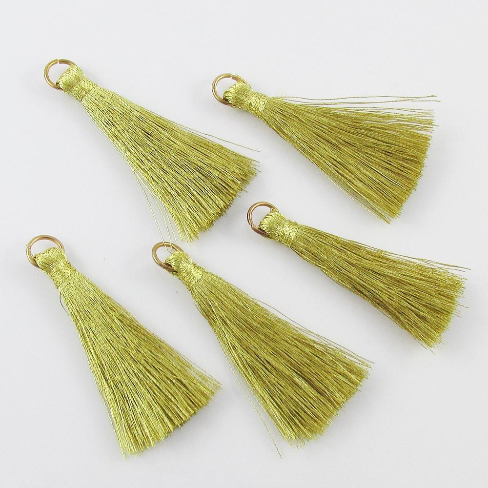 10pce Metallic Thread Tassel with Jumpring 45mm Select Bronze Silver or Gold