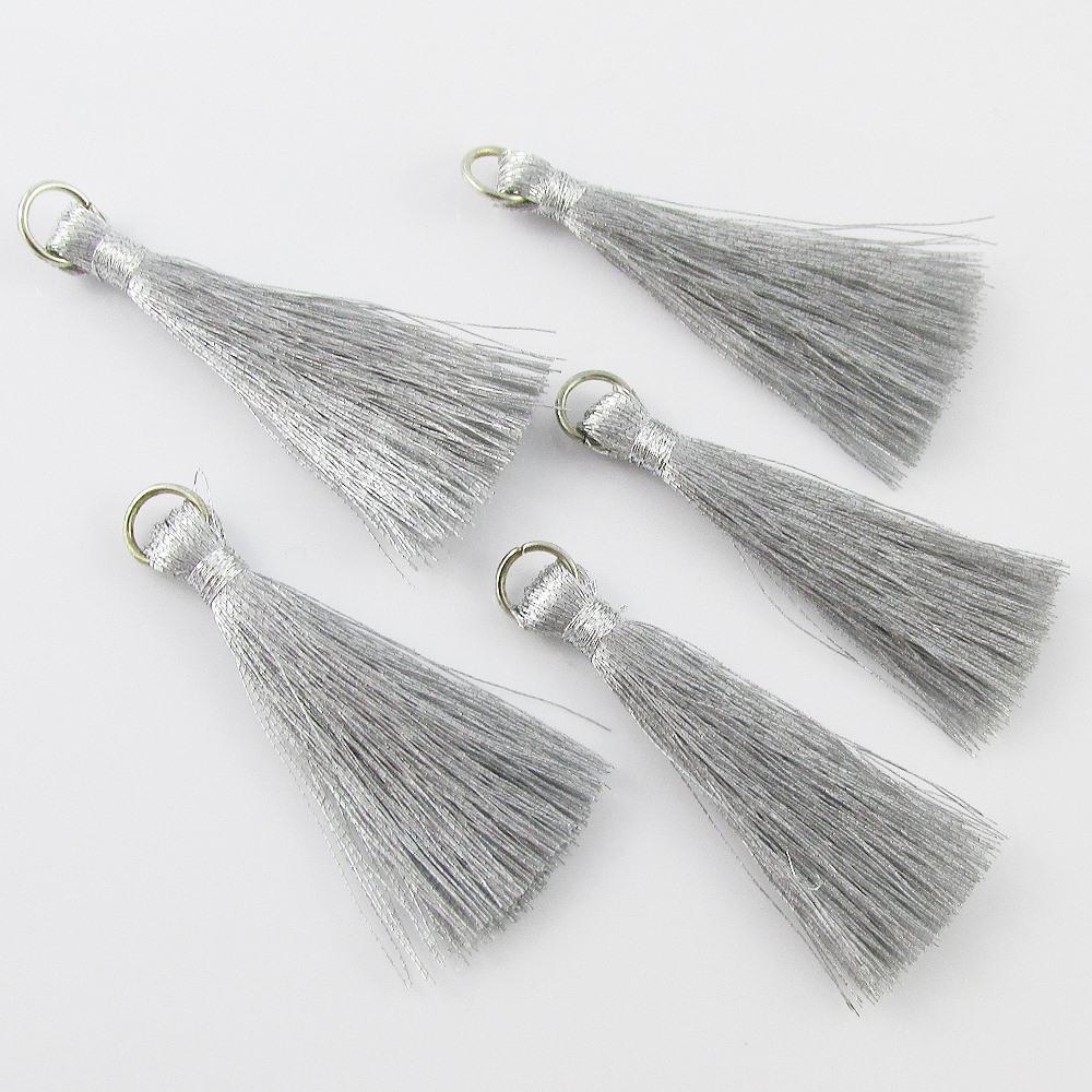 10pce Metallic Thread Tassel with Jumpring 45mm Select Bronze Silver or Gold