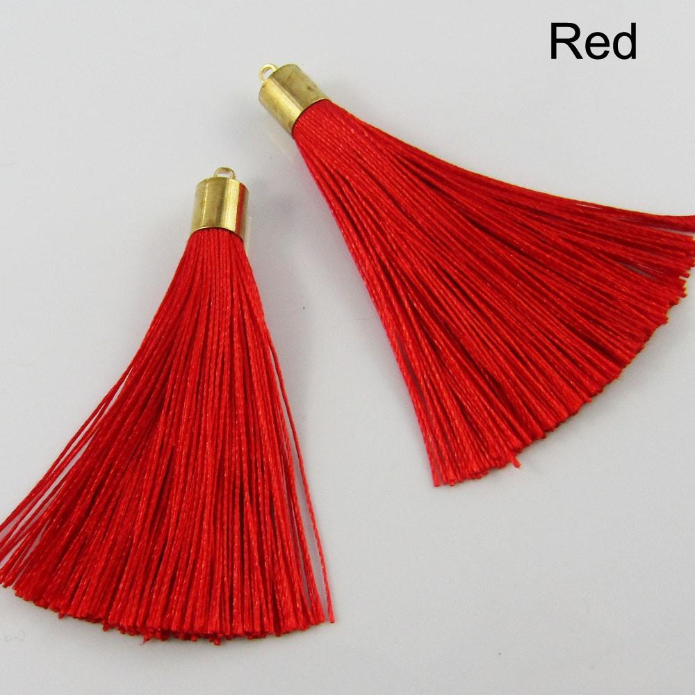 10pce Silky Polyester Tassel with Gold Alloy Cap 60mm Pick Colour Earrings etc