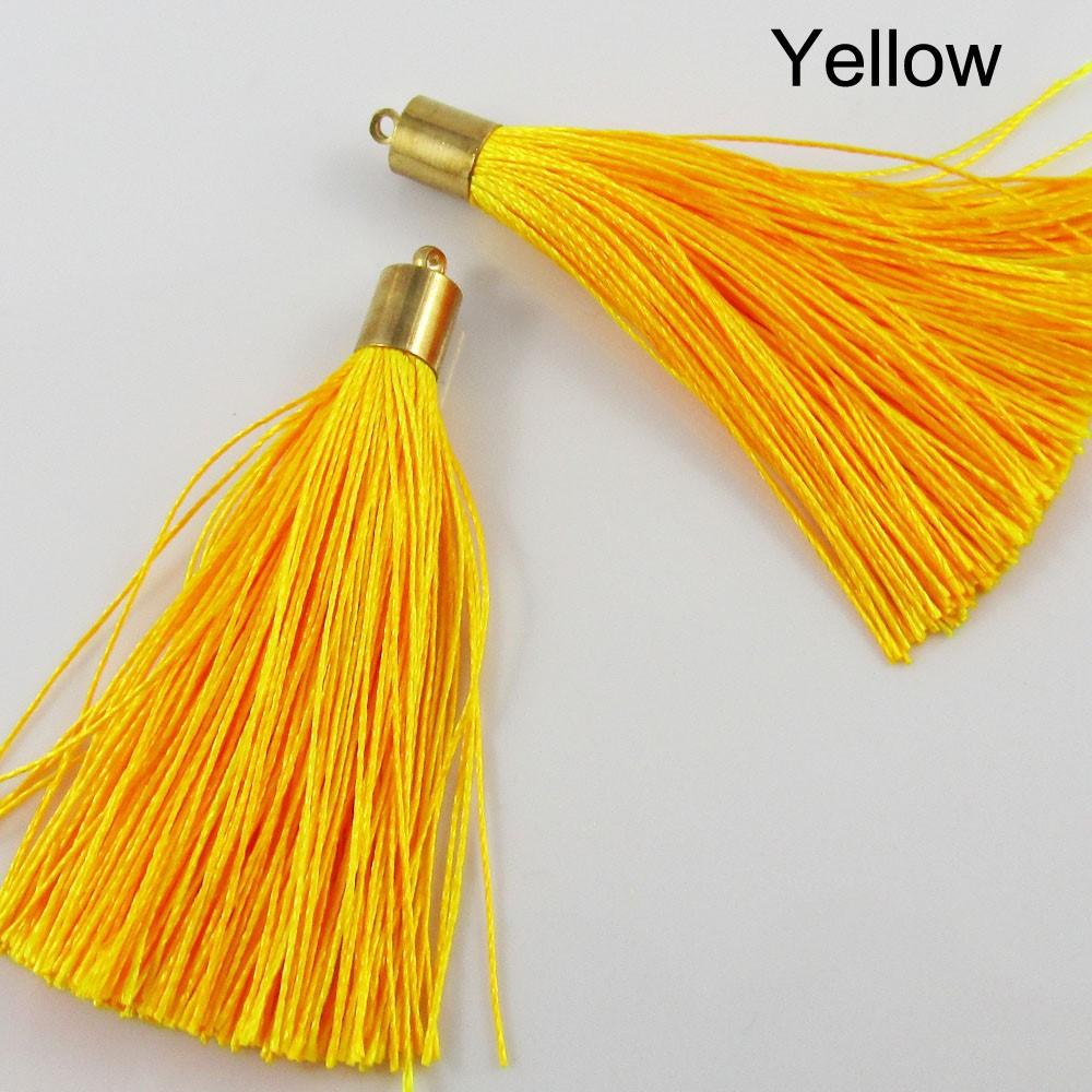 10pce Silky Polyester Tassel with Gold Alloy Cap 60mm Pick Colour Earrings etc