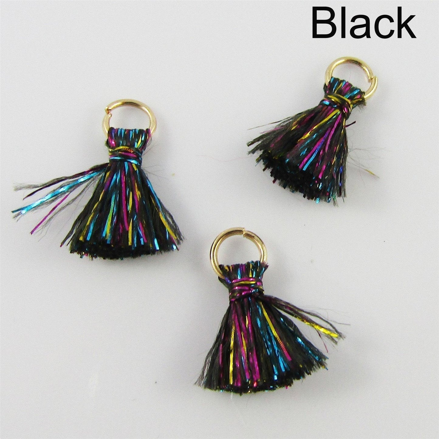 10pce TINY Metallic Thread Tassel with Jumpring 15mm Select Colour