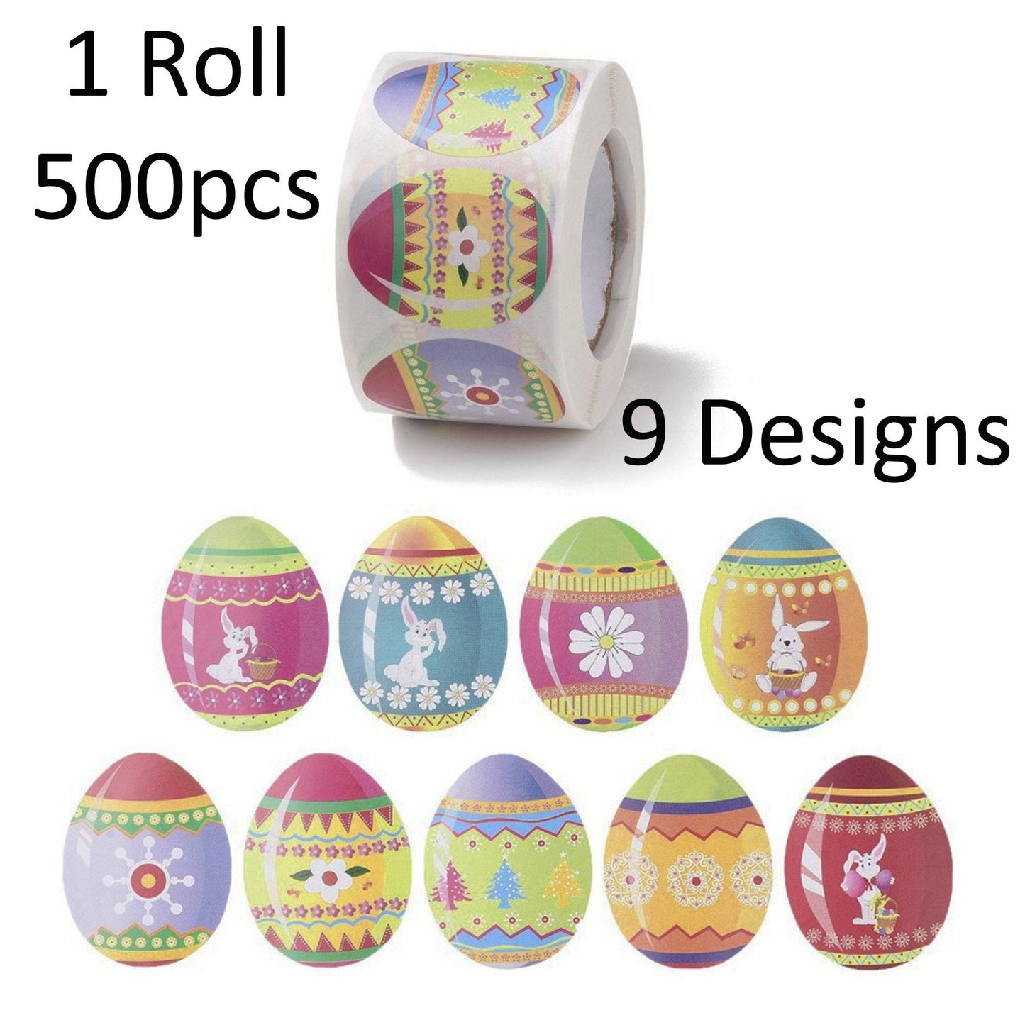 1 Roll 500pcs Easter Egg Easter Day Self Adhesive Paper Sticker Labels 25mm