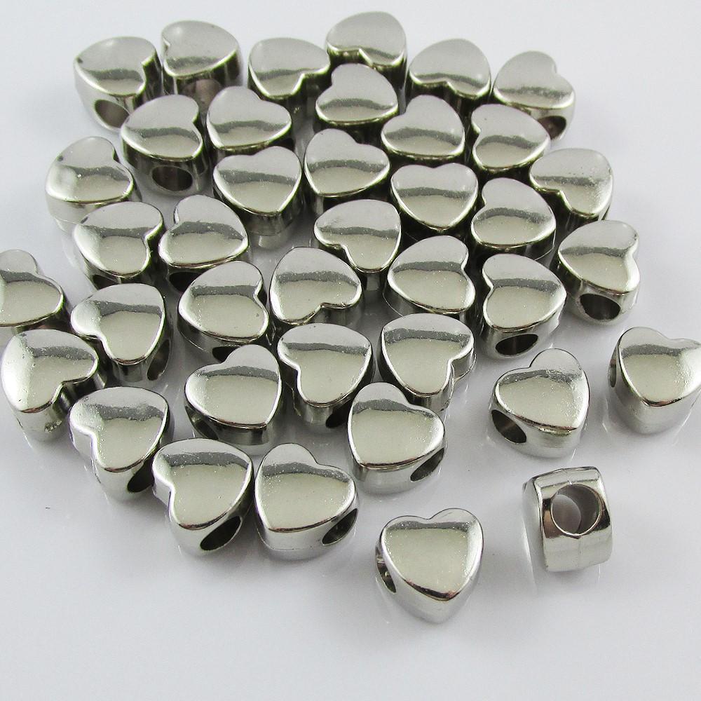 50pcs CCB Acrylic Heart Spacer Bead Craft Beads 9.5x10x7.5mm Hole 4mm