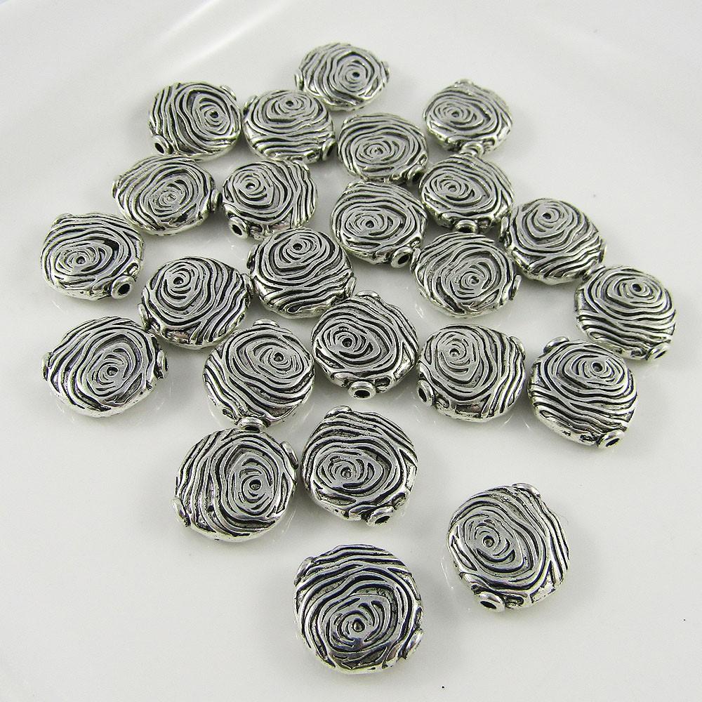 20pcs Swirl Disc Spacer Beads Tibetan Style 14x13x4mm Hole 1.6mm