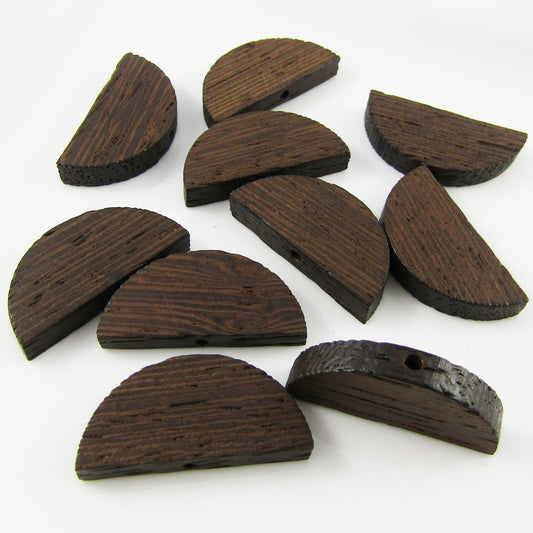 10pcs Wood Semi Circle Craft Bead 13x29x5mm Hole 2mm