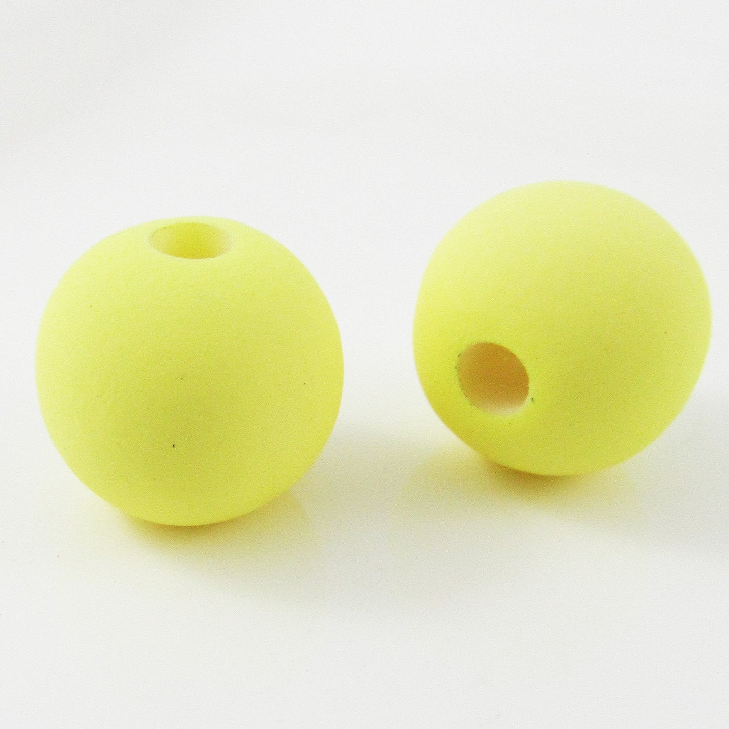 10pcs Acrylic Rubber Look Round Lemon Craft Bead 15mm Hole 3.5mm