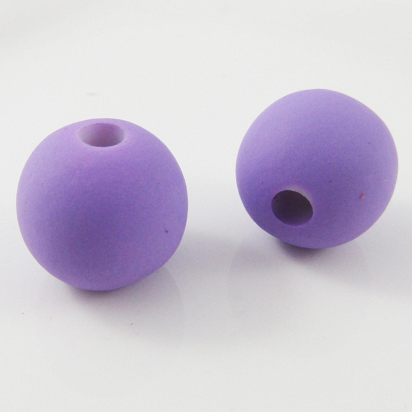 10pcs Acrylic Rubber Look Round Purple Craft Bead 15mm Hole 3.5mm