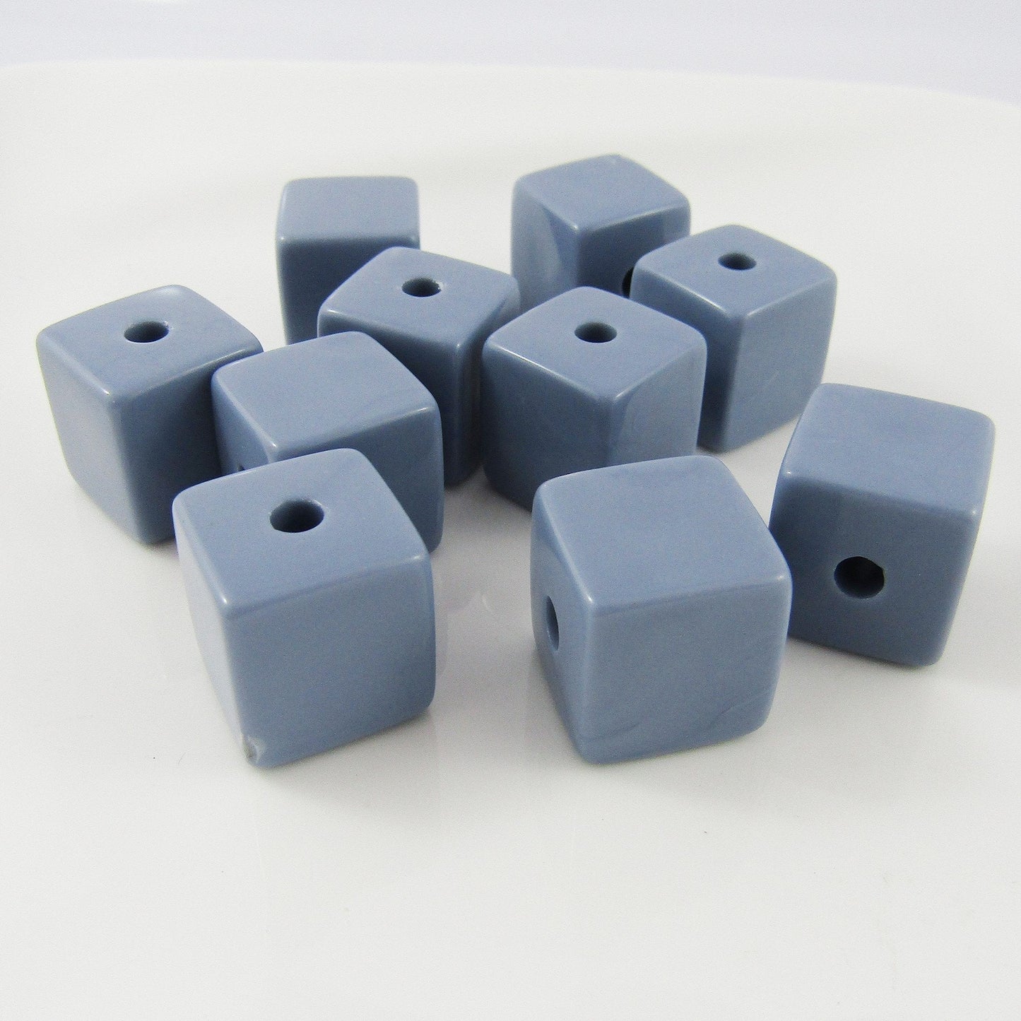 10pcs Acrylic Cube Blue Craft Bead 15x15x15mm Hole 3.5mm