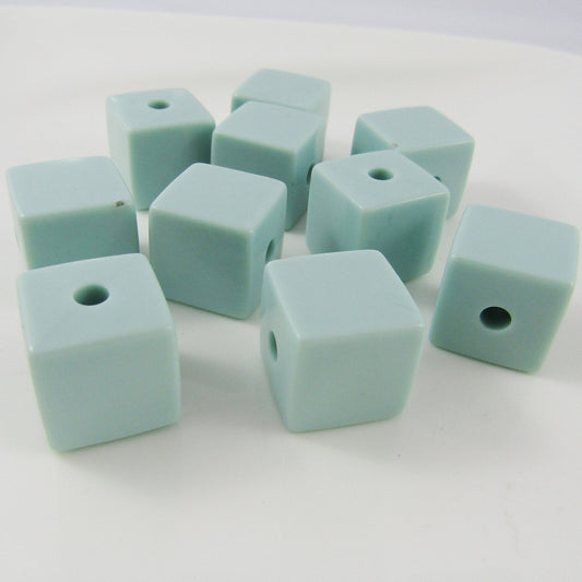 10pcs Acrylic Cube Mint Craft Bead 15x15x15mm Hole 3.5mm