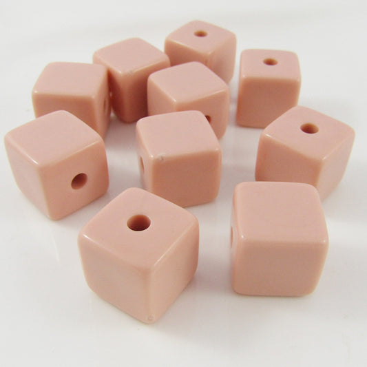 10pcs Acrylic Cube Peach Craft Bead 15x15x15mm Hole 3.5mm