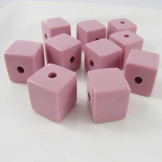 10pcs Acrylic Cube Pink Craft Bead 15x15x15mm Hole 3.5mm