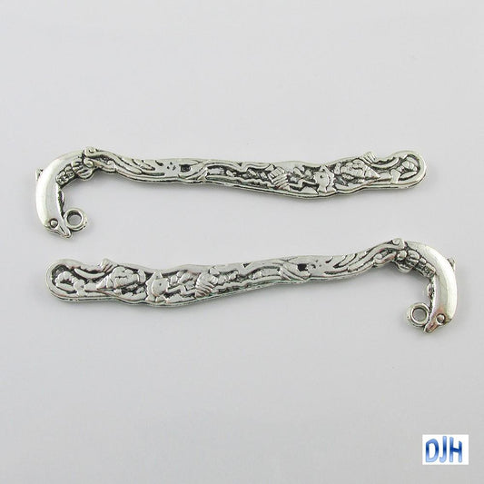 Bulk Dolphin Bookmark 82mm Antique Silver Finish Suit Beading Select Qty 1/5/10