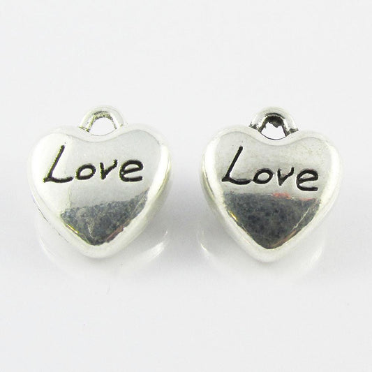 Bulk Love Heart Charm Pendant Message Tag 13x11mm Select Qty