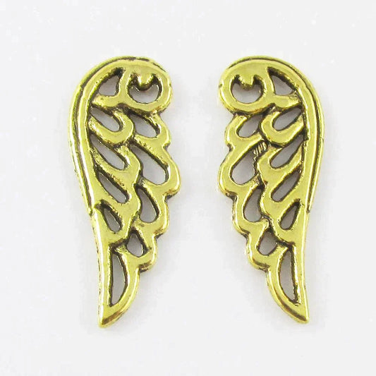 Bulk Angel Wing Charm Pendant Antique Gold 25x10mm Select Qty