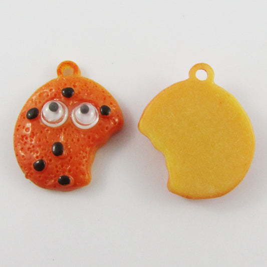 10pcs Goggle Eye Choc Chip Cookie Charm Pendant Junk Food ACRYLIC 25x20mm