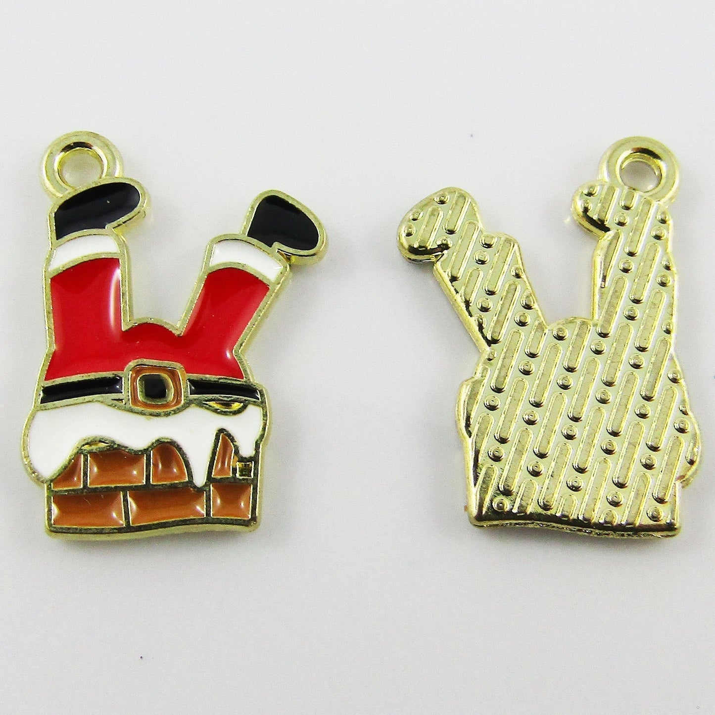 Bulk 10pce Enamel Santa's Stuck in the Chimney Charm Pendant Christmas 19x13mm