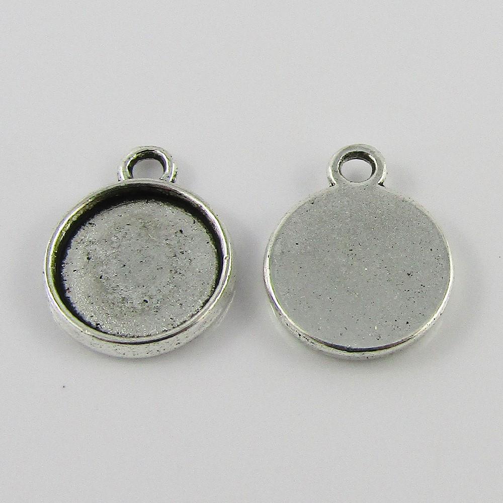 Bulk Silver Tone Alloy Round Cabochon Setting 15x12mm Fit 10mm Cabs Select Qty