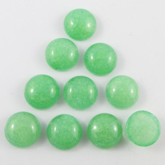 10pcs Malaysia Jade Gemstone Cabochon 12mm Round Flat Back Earrings etc