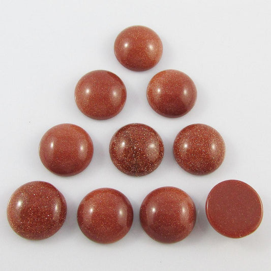 10pcs Synthetic Goldstone Gemstone Cabochon 12mm Round Flat Back Earrings etc