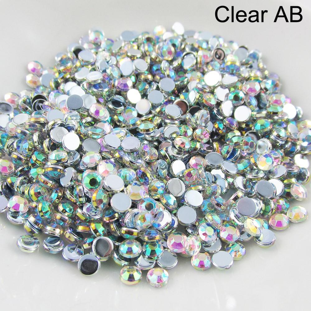 1000pcs 4mm Acrylic Faceted Rhinestone Cabochon Flat Back Jewellery Scrapbooking