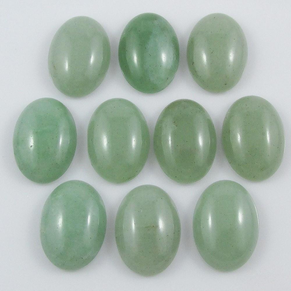 10pcs Natural Aventurine Gemstone Cabochon 18x13mm OVAL Flat Back Earrings etc